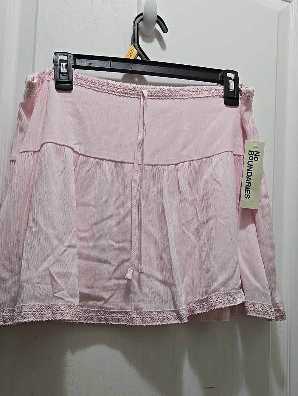 No Boundaries Light Pink Boho Tiered Mini Skirt